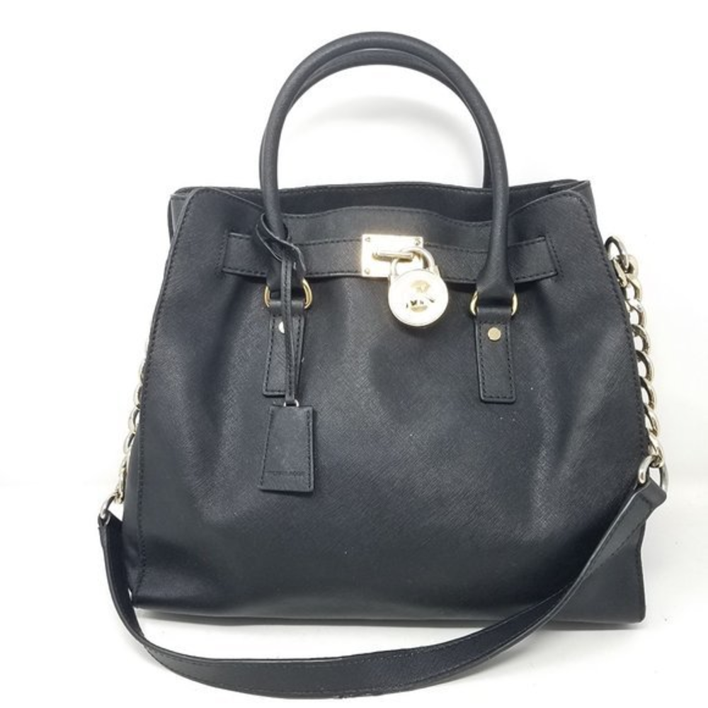 Michael Michael Kors bag black Saffiano leather‎ HAMILTON w/chain/strap shoulder